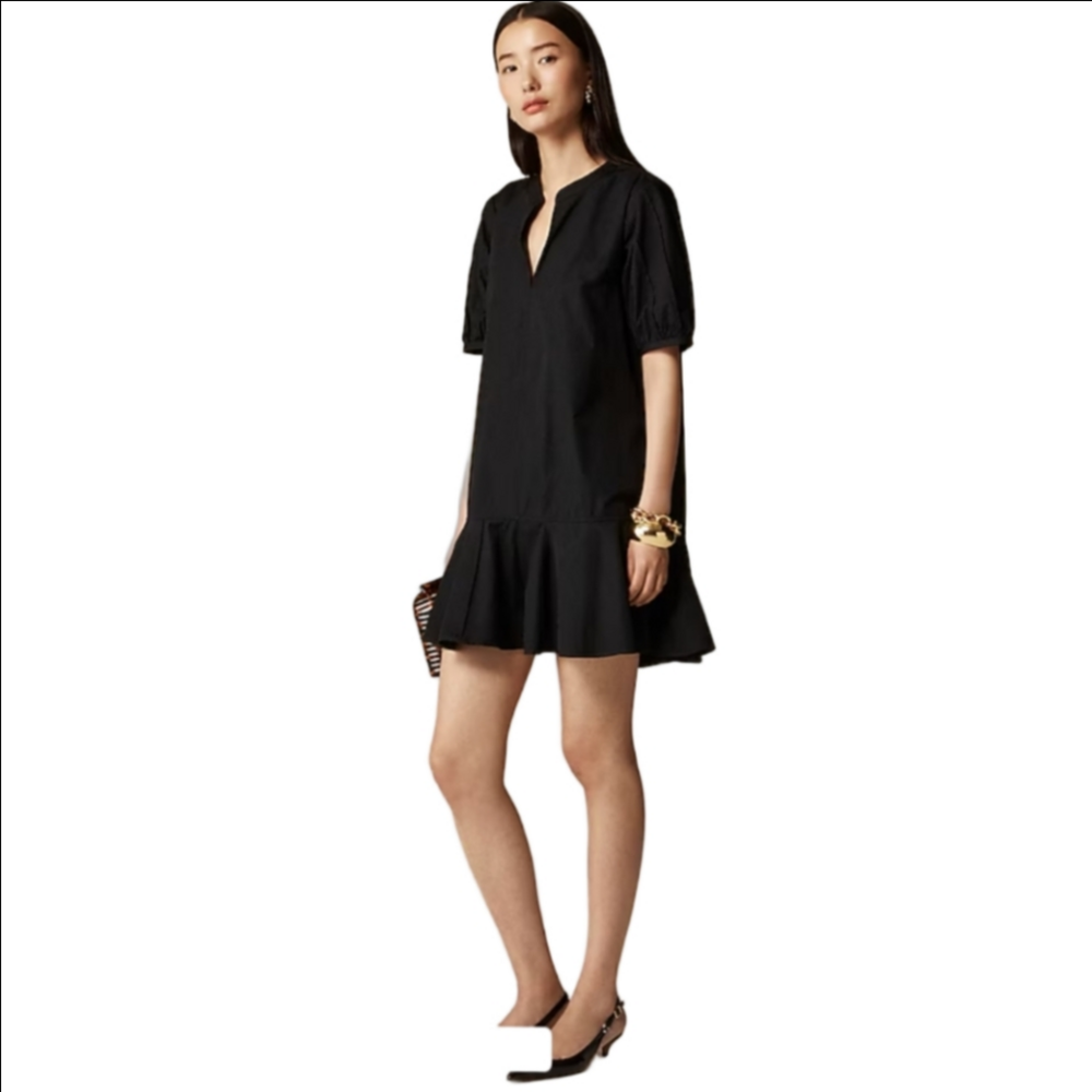 J Crew Delilah dress in cotton poplin CJ492 Black NWT
